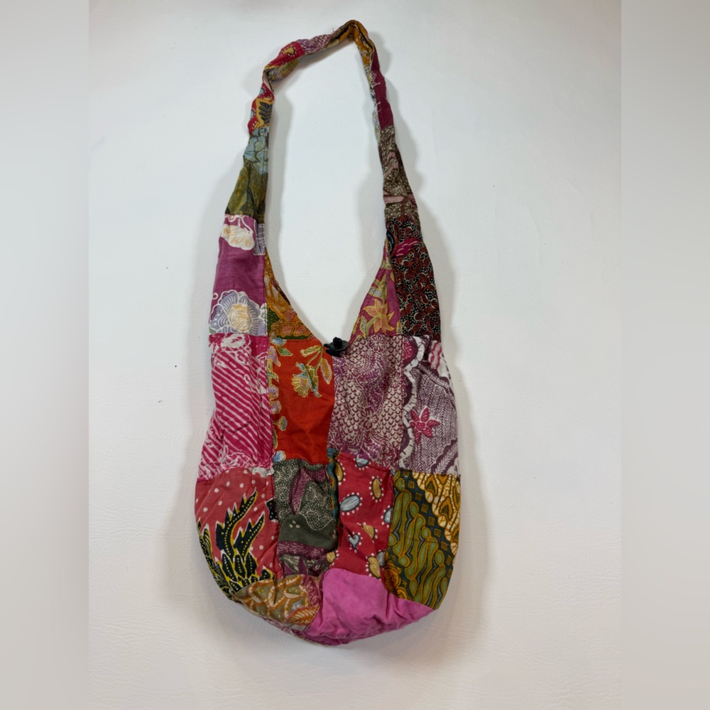 Hobo bag patchwork crossbody fabric purse sling small tear (bin Z) - Picture 9 of 9